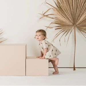Rylee + Cru beige toucan sweatshirt dress size 3-6 months